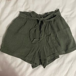 Green Hollister Tie Front Paperbag Shorts